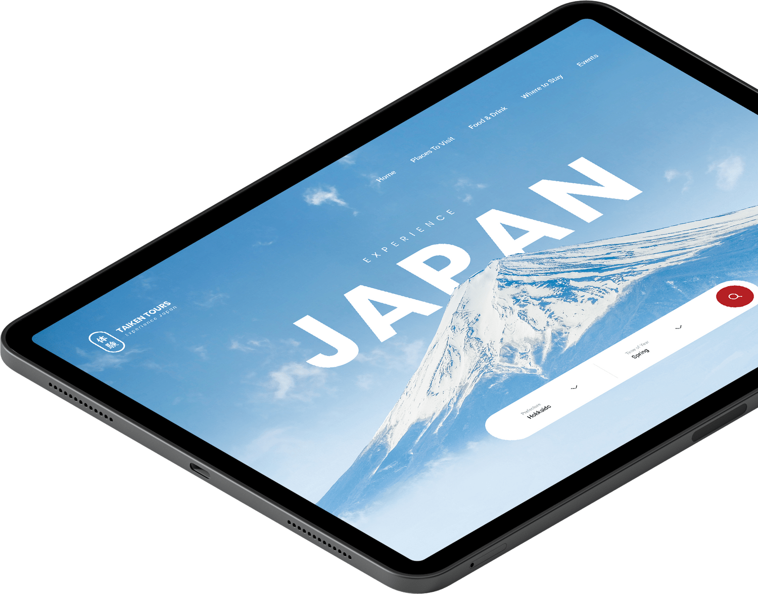 Experience Japan website displayed on iPad Pro